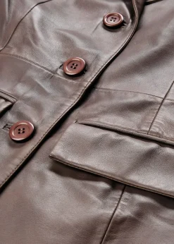 Manteau court en cuir nappa d’agneau