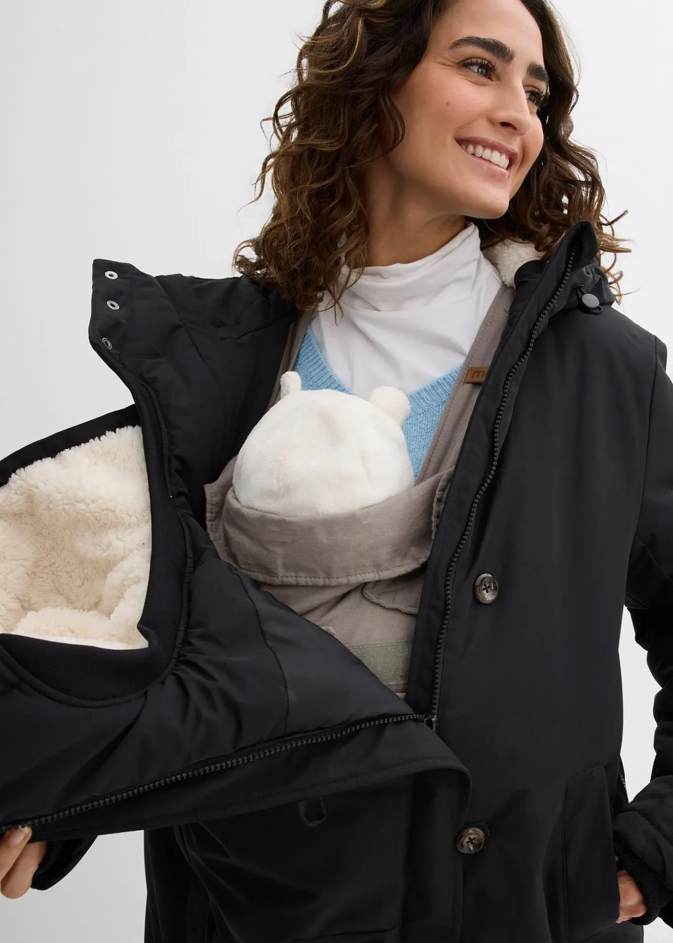 Manteau de grossesse rembourré 3en1 avec empiècement de portage