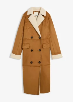 Manteau effet peau retournée avec doublure sherpa