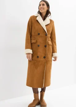 Manteau effet peau retournée avec doublure sherpa