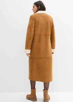 Manteau effet peau retournée avec doublure sherpa