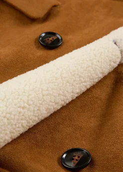 Manteau effet peau retournée avec doublure sherpa