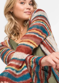 Manteau en maille à rayures