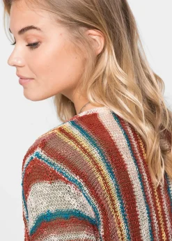 Manteau en maille à rayures