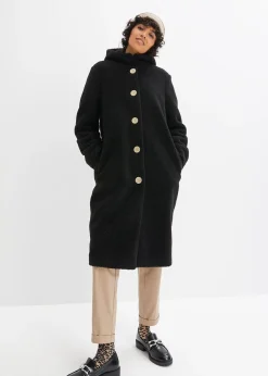 Manteau en sherpa avec capuche et poches