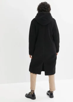 Manteau en sherpa avec capuche et poches