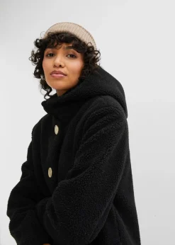 Manteau en sherpa avec capuche et poches