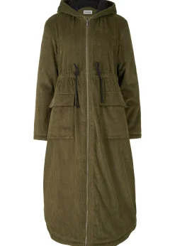 Manteau en velours côtelé 100% coton avec capuche doublée sherpa