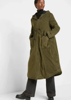 Manteau en velours côtelé 100% coton avec capuche doublée sherpa