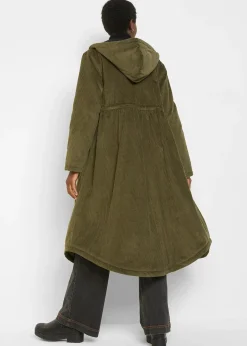 Manteau en velours côtelé 100% coton avec capuche doublée sherpa