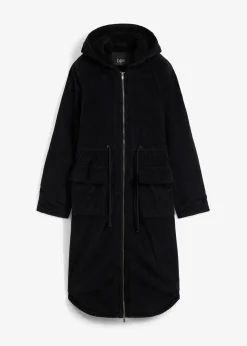 Manteau en velours côtelé 100% coton avec capuche doublée sherpa