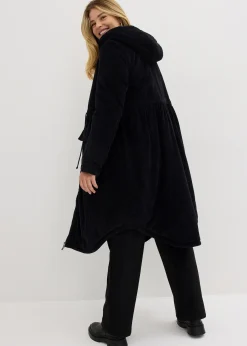 Manteau en velours côtelé 100% coton avec capuche doublée sherpa