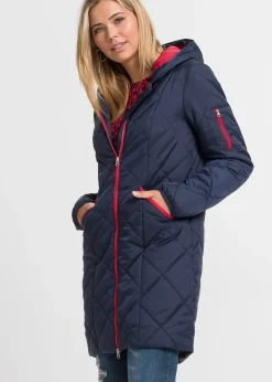 Manteau matelassé bicolore à capuche