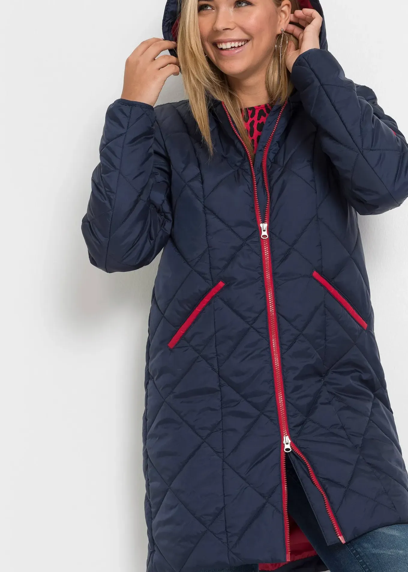 Manteau matelassé bicolore à capuche