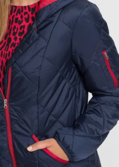 Manteau matelassé bicolore à capuche