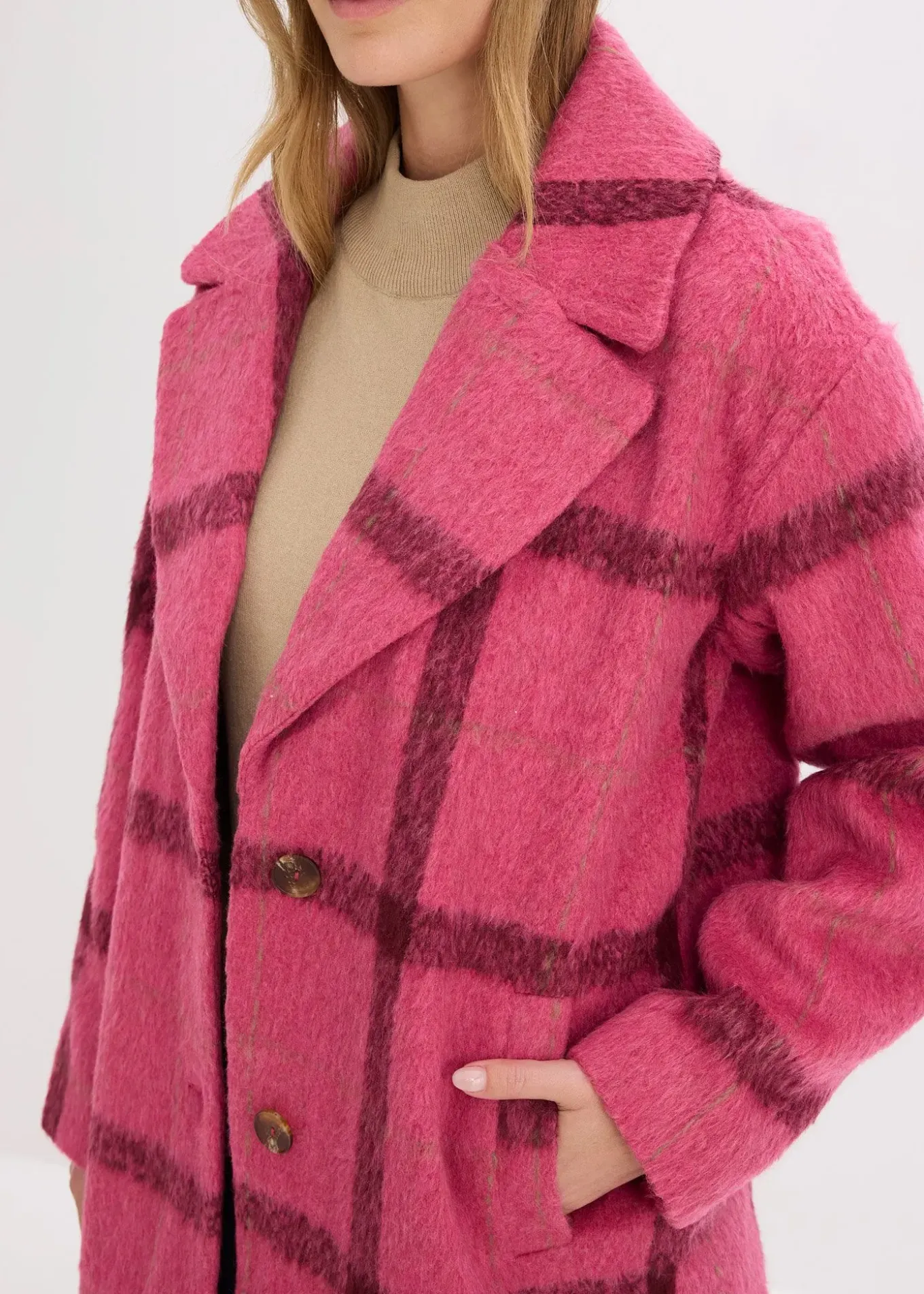 Manteau oversize, aspect laine