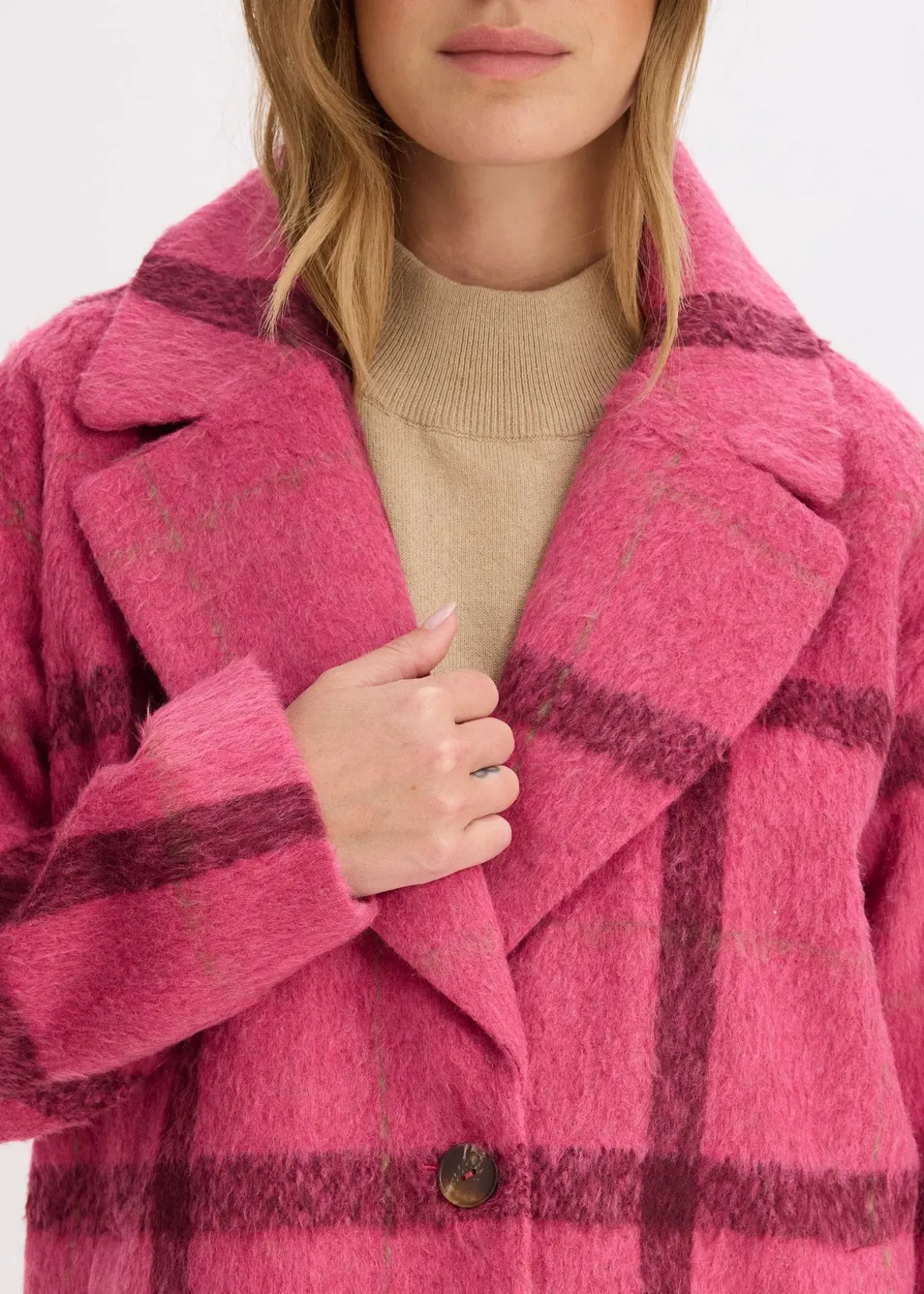 Manteau oversize, aspect laine