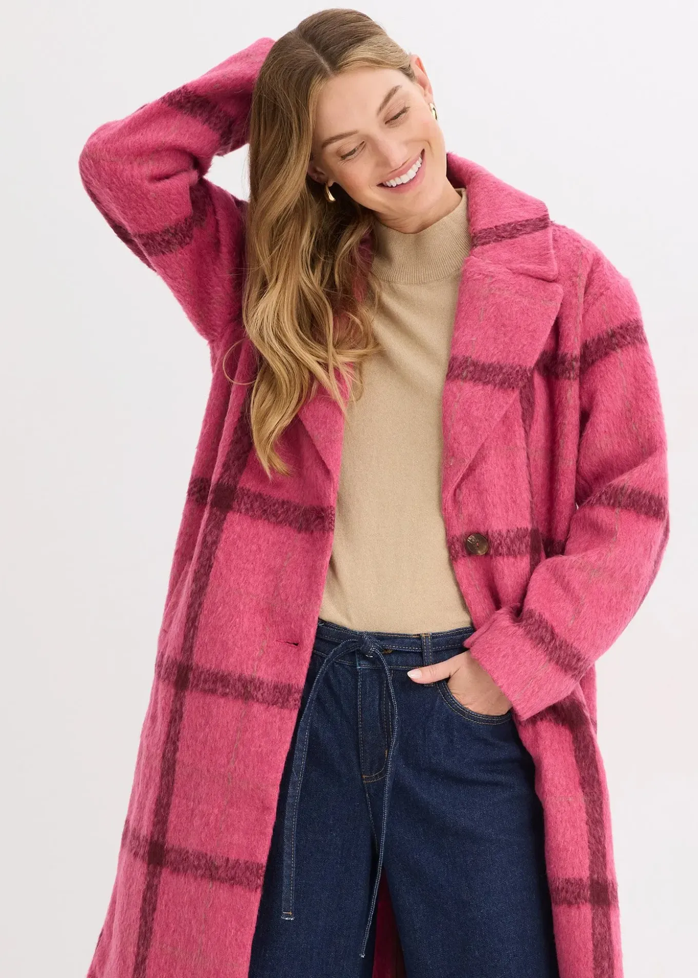Manteau oversize, aspect laine