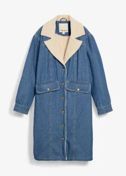 Manteau rembourré en denim, doublé sherpa