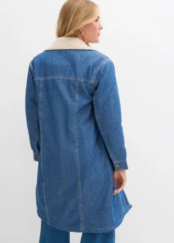 Manteau rembourré en denim, doublé sherpa