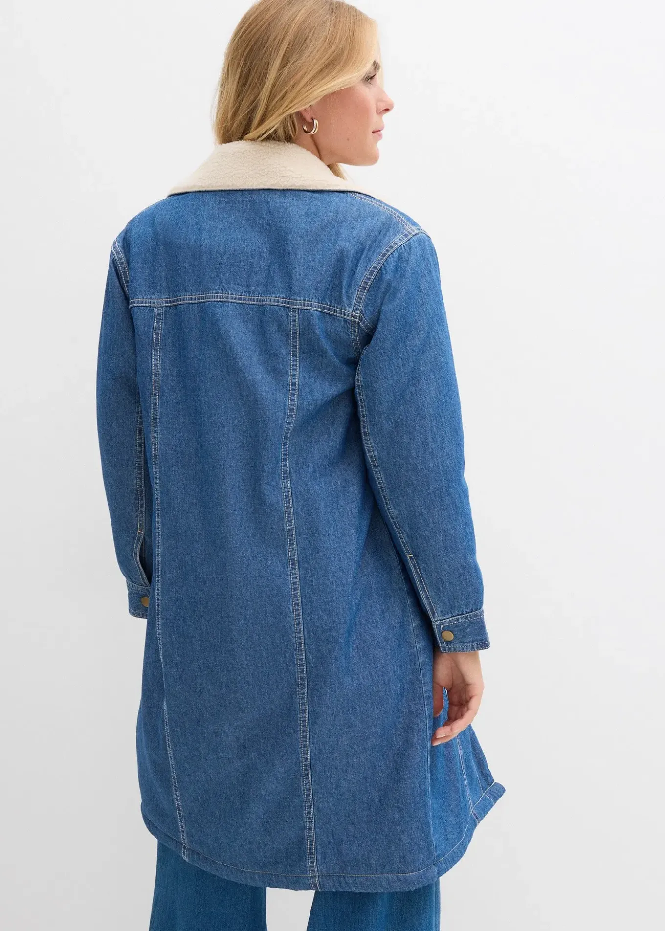 Manteau rembourré en denim, doublé sherpa