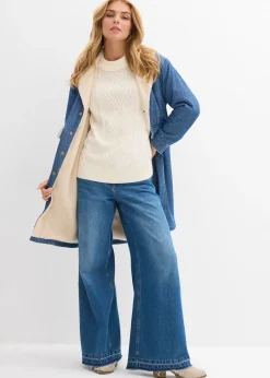 Manteau rembourré en denim, doublé sherpa