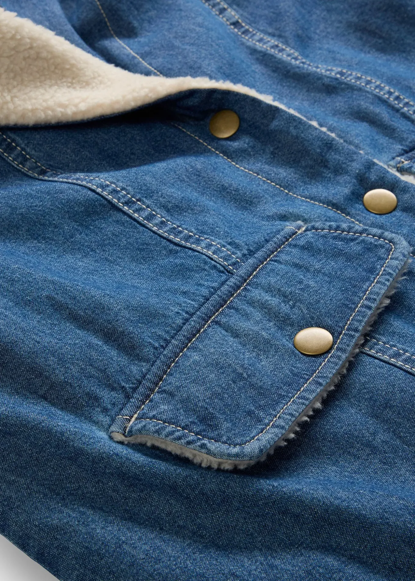 Manteau rembourré en denim, doublé sherpa