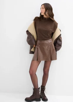 Mini-jupe enduite à plis creux