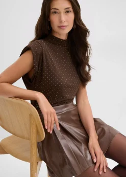 Mini-jupe enduite à plis creux