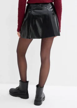 Mini-jupe enduite à plis creux