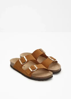 Mules en cuir velours