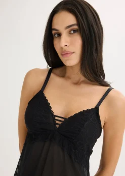 Négligé à dentelle cœurs, sans armatures