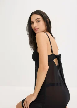 Négligé à dentelle cœurs, sans armatures