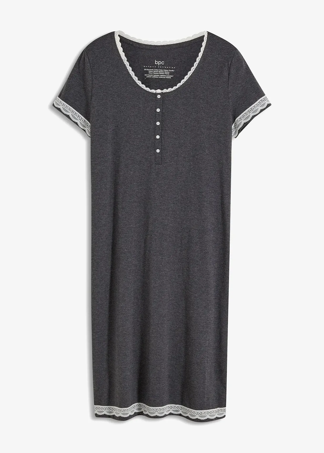 Nuisette avec patte de boutonnage et dentelle
