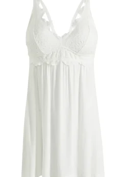 Nuisette en viscose avec broderies anglaises