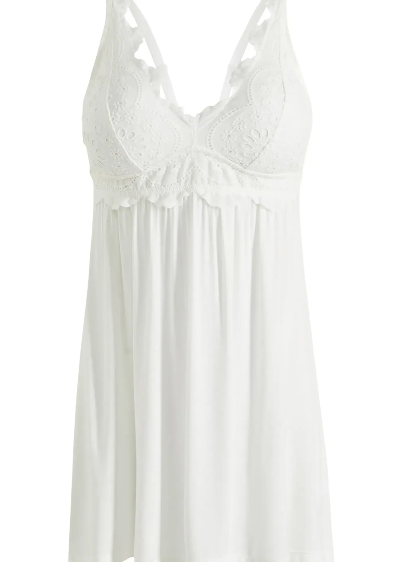 Nuisette en viscose avec broderies anglaises