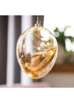 Objet déco LED Œuf avec plumes