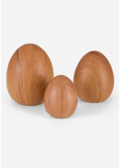 Objet déco Lot de 3 œufs de Pâques aspect bois