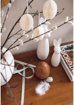 Objet déco Lot de 3 œufs de Pâques aspect bois