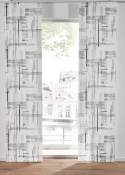 Panneau coulissant en voilage motif graphique (1 pce.)