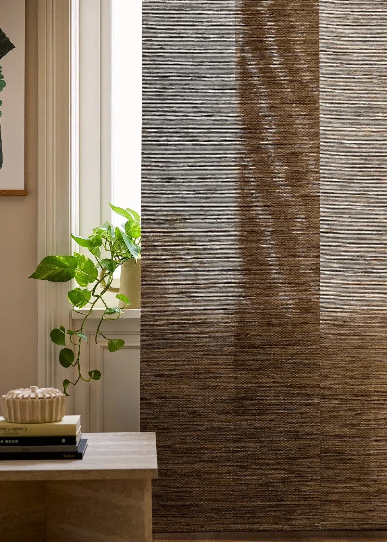 Panneau coulissant en voilage aspect bambou (1 pce)