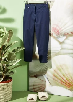 Pantacourt en coton avec taille élastique et boutons