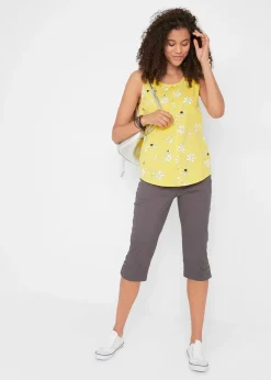 Pantacourt en coton avec taille élastique et boutons