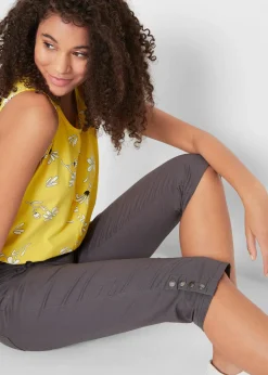 Pantacourt en coton avec taille élastique et boutons