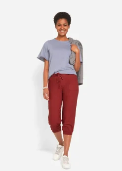 Pantalon 3/4 en lin et coton