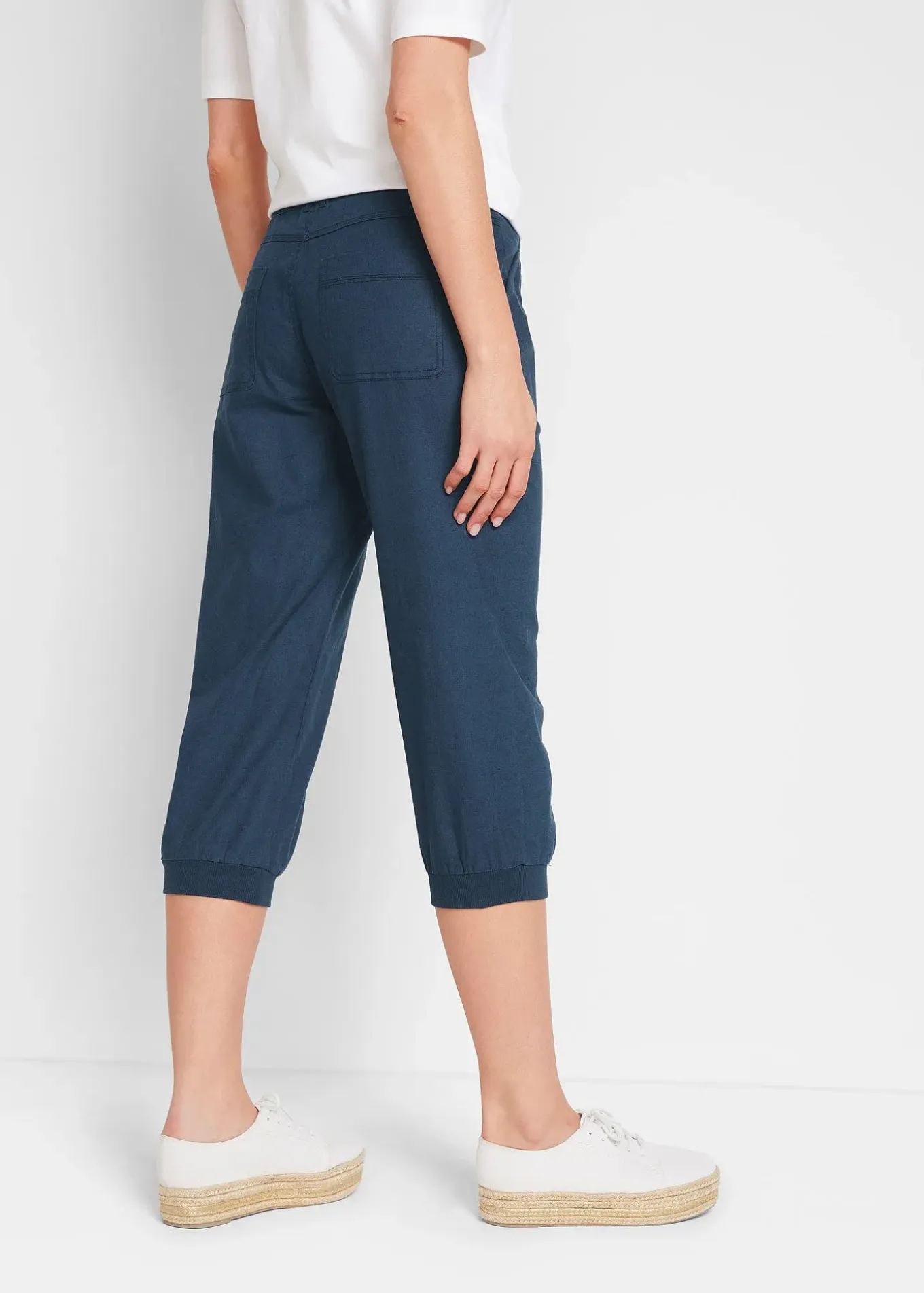 Pantalon 3/4 en lin et coton
