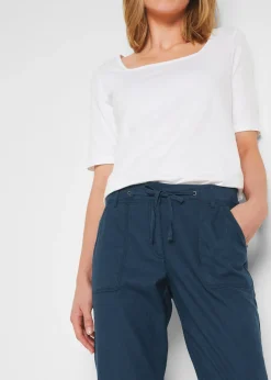 Pantalon 3/4 en lin et coton