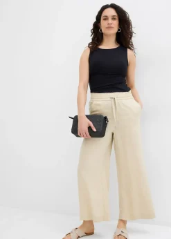 Pantalon 7/8 en Lyocell à taille élastiquée