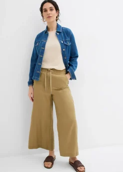 Pantalon 7/8 en Lyocell à taille élastiquée