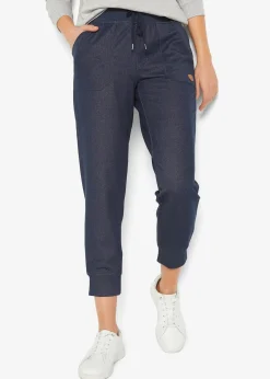 Pantalon 7/8 en molleton aspect jean